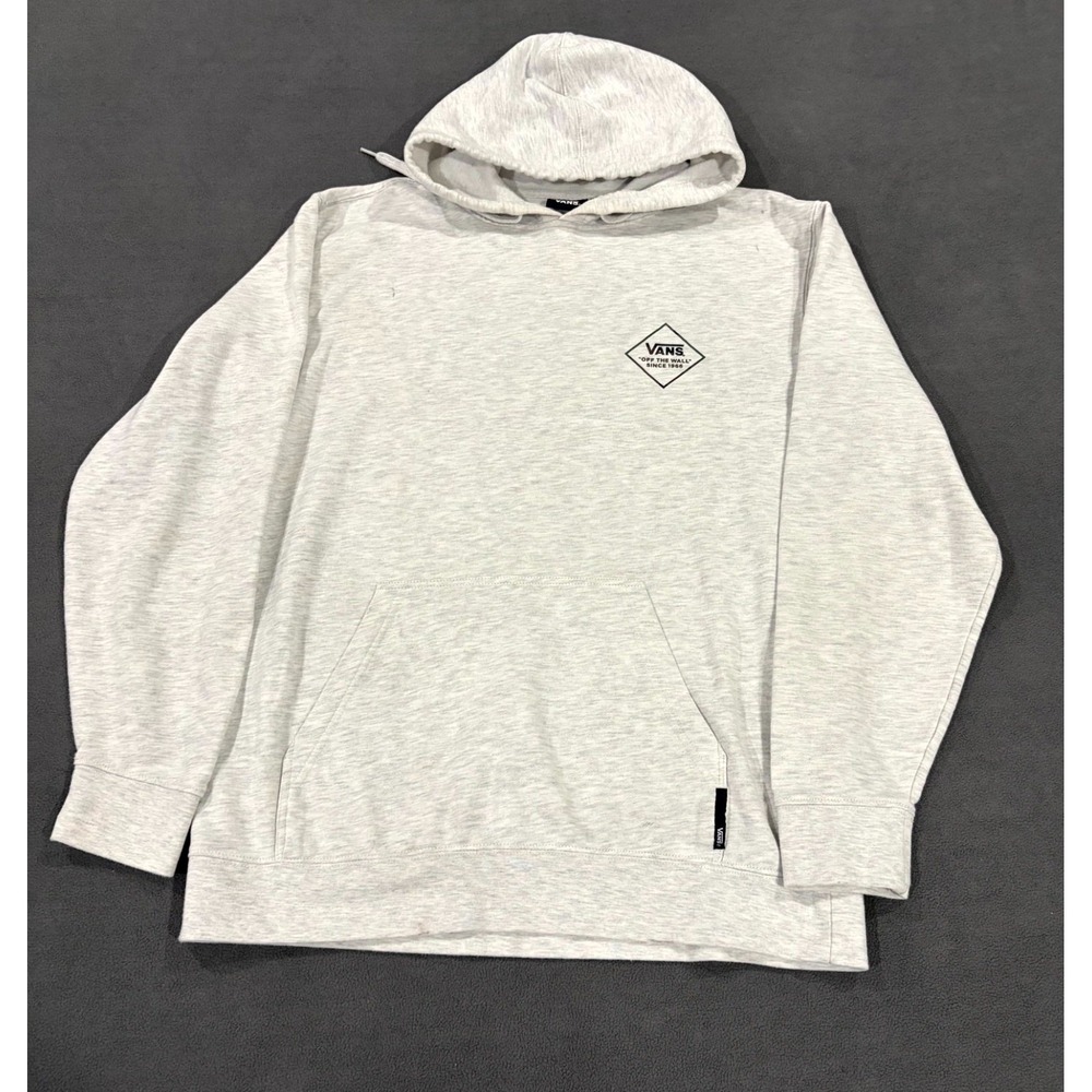 Vans of the Wall Hoodie Mens Large Heather Gray Logo Fleece Lined Cotton Winter